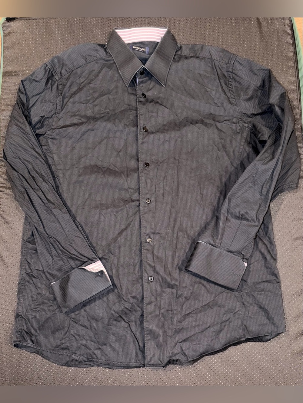 Domani Blue Label Men’s 16.5 32/33 Black  Long Sleeve French Cuff Dress Shirt